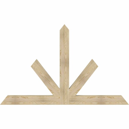 Ekena Millwork Saratoga Rough Sawn Timber Gable Bracket, Douglas Fir, 84"W x 53"H x 4"D x 6"F, 15/12 Pitch GBW084X53X0406SAR00RDF